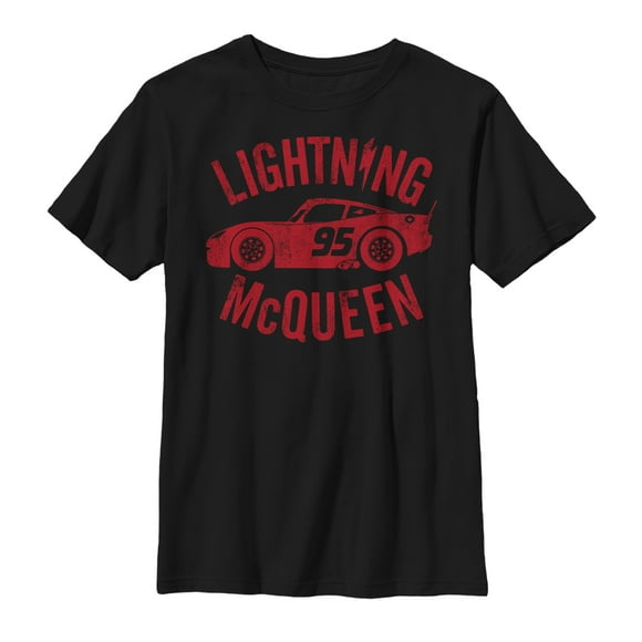 T-Shirt Garçon Cars Lightning McQueen Numéro de Voiture 95 - Black - Moyen