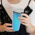 thumbnail image 2 of Drinkware Double Wall Glitter Sequin Straw Cup Party Cup, Clear Reusable Kitchen Gadget, Beverage Container for Summer Backyard BBQ Cold Smoothie Serving, 2 of 3