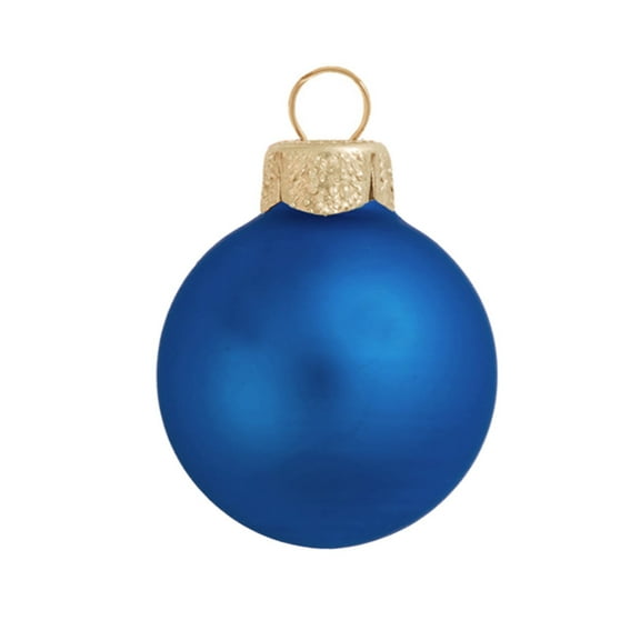 Whitehurst Small Matte Finish Glass Christmas Ball Ornaments - 2" (50mm) - Blue Delft - 28ct