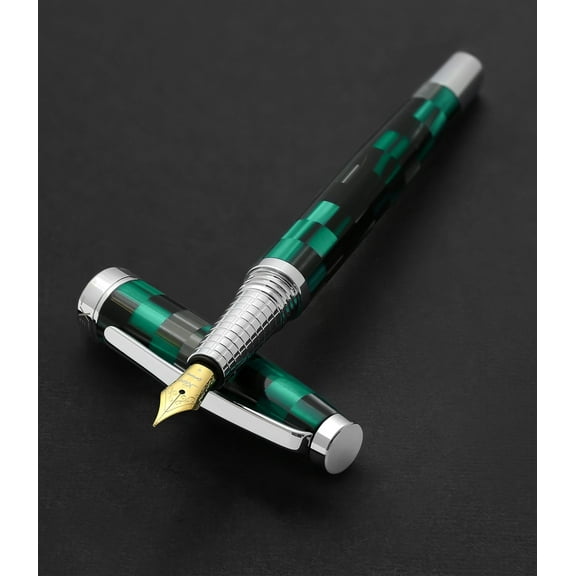 Xezo Urbanite II Acrylic  Brass Fountain Pen (Medium Nib) - Ocean Teal