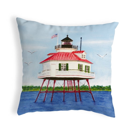 Betsy Drake KS742 12 x 12 in. Drum Point Lighthouse Small No-Cord Pillow