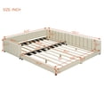 thumbnail image 2 of Queen Size & Twin XL Size Upholstered Platform Bed, Grounded Bed Mother & Child Bed with Three-side Upholstered Rail, PU Leather Floor Platform Bed Frame with Slats, No Box Spring Needed, Beige, 2 of 8
