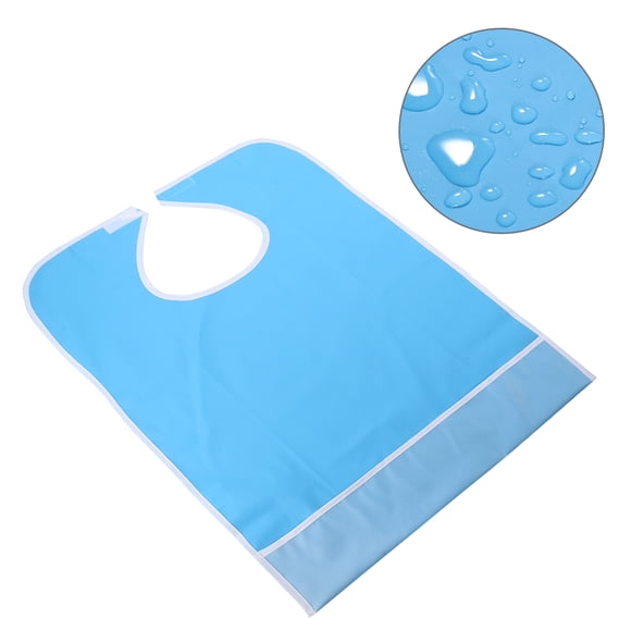 BRIGHTFUFU Delantal de ayuda impermeable del protector del babero de Mealtime del adulto (azul claro)