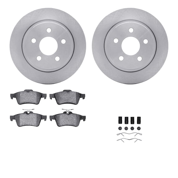 Dynamic Friction Company Rear Brake Rotors with 5000 Advanced Brake Pads includes Hardware 6512-99831