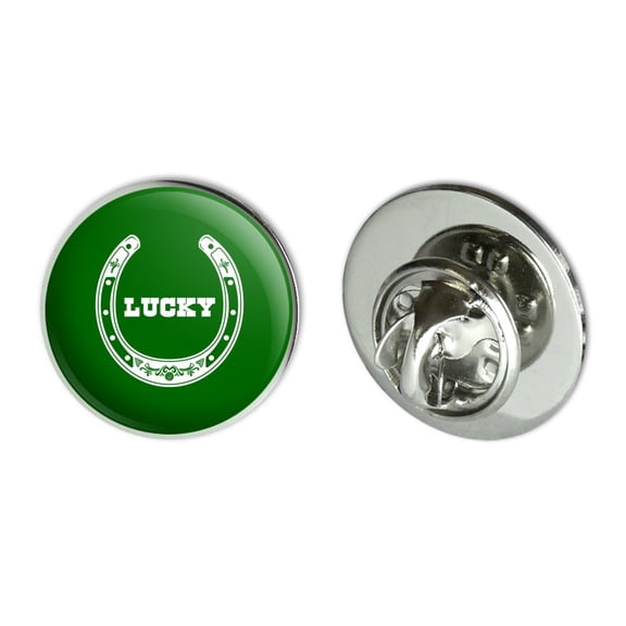 Horseshoe Lucky Green Metal 0.75" Lapel Hat Pin Tie Tack Pinback