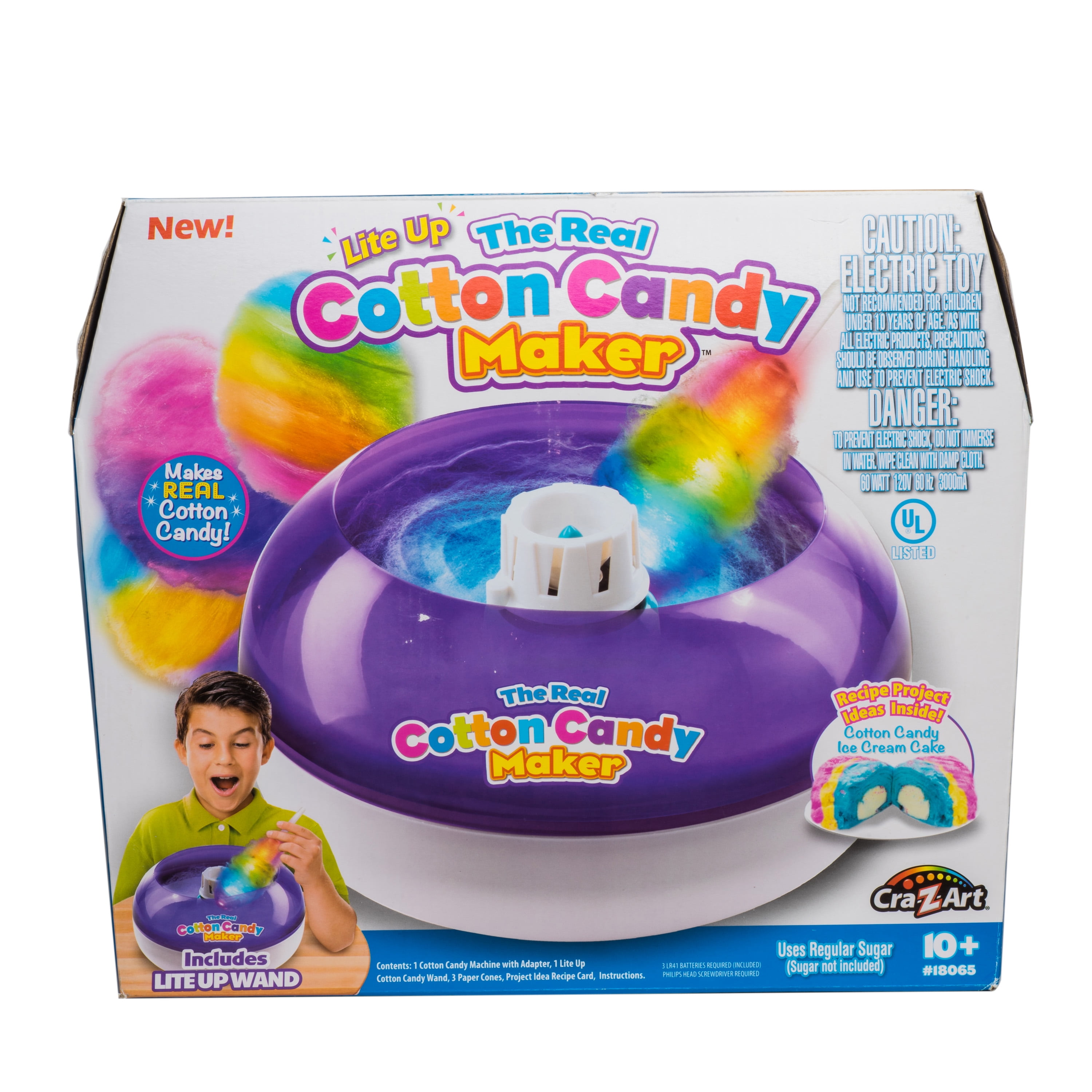 Kids Cotton Candy Maker Toy Electronic Glow Lite Up Wand Cooking Machine Playset