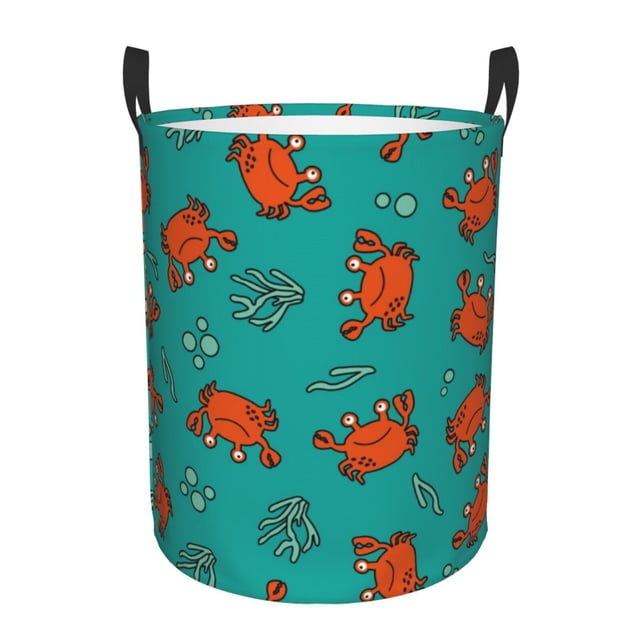 Fotbe Colorful Crab Cesto de Ropa con Asas, Cesto Impermeable de Gran Capacidad, Bolsa de Lavado para Dormitorio, Cesto de Ropa con Ruedas y Asas-Medium