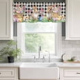 thumbnail image 3 of Easter Bunny Rod Pocket Curtain Valance, Spring Easter Eggs Floral Black White Check Farmhouse Window Valance for Living Room, Bedroom, Kitchen 54"W x 18"L, 3 of 9