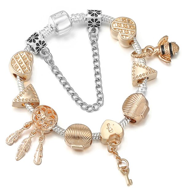 PULSERAS CON ABALORIOS de corazón de cristal para mujer, cadena de serpiente de Color dorado, regalo de joyería para el Día de San Valentín, 2022 Fivean unisex