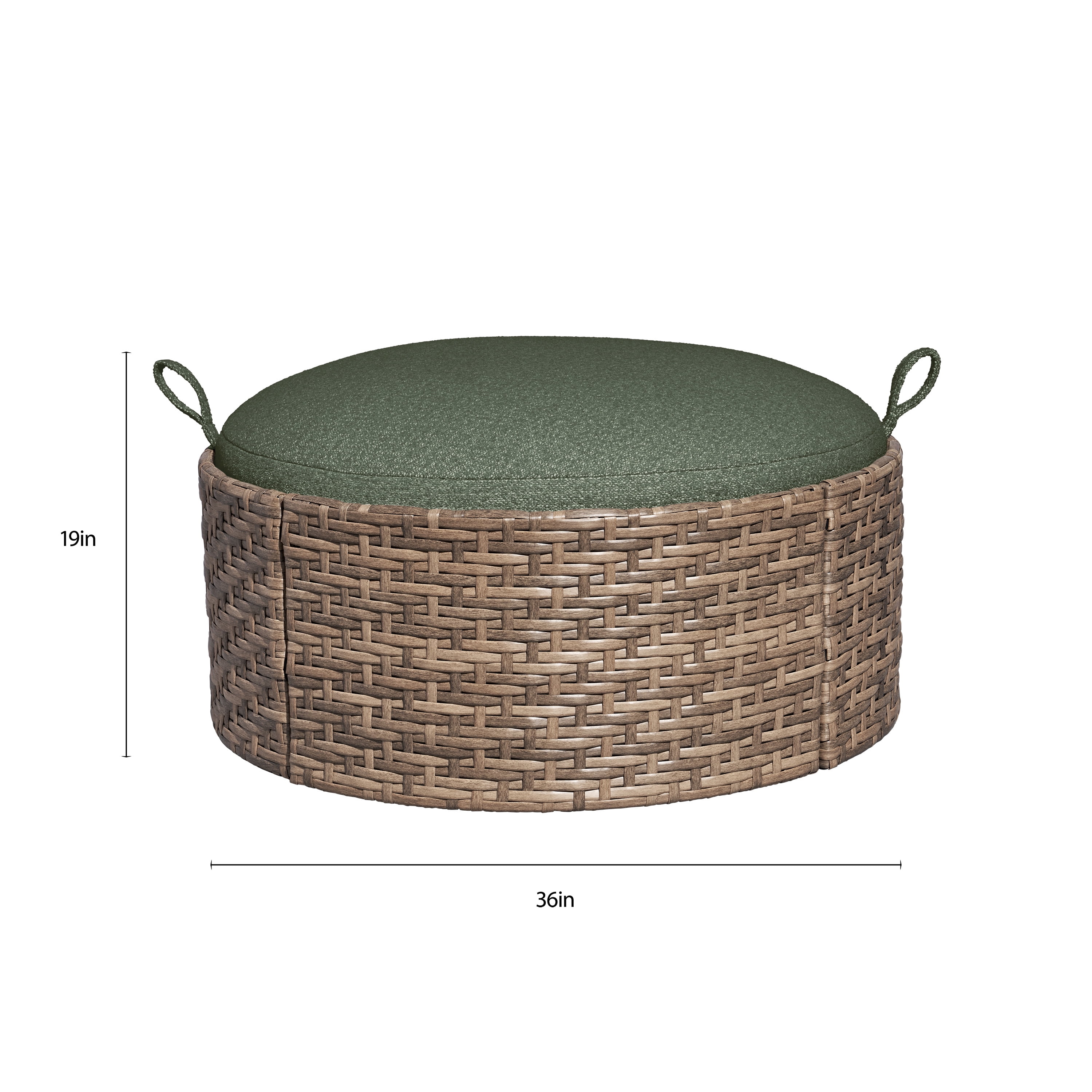 Beautiful Wicker Reversible-Top Outdoor Ottoman and Coffee Table with Cover by Drew Barrymore, Brown/Thyme