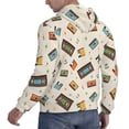 thumbnail image 6 of Kdxio Retro Vintage Tape Print Mens Casual Hooded Collar Drawstring Hoodies Pullover Sweatshirts Casual Long Sleeve Shirts-XX-Large, 6 of 7