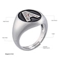 thumbnail image 2 of Silver Initial Letter Ring | Black Enamel Cubic Zirconia Signet Ring | Adjustable Statement Rings for Women Prom Cocktail Costume Jewelry, 2 of 6
