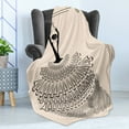thumbnail image 4 of Spanish Soft Flannel Fleece Blanket, Back View of a Flamenco Performer Woman in Classic Historical Costume Pattern, Cozy Plush for Indoor and Outdoor Use, 50" x 70", Black Eggshell, by Ambesonne, 4 of 5