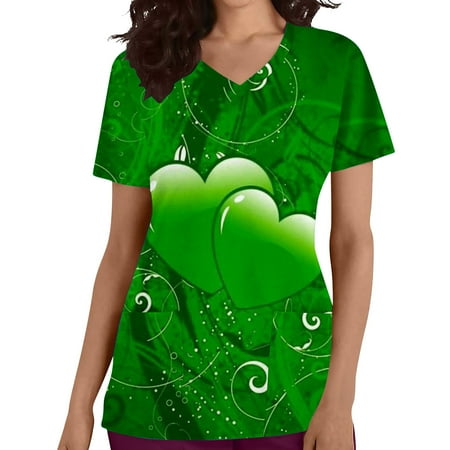 

Yyeselk Scrub Top Women V Neck St. Patrick s Day Pattern Tops Nursing Working Uniform Short Sleeve T-Shirts with Pockets Nurse Breathable Blouses Pullover Shirts Tshirts Tee Shirt Mint Green XL