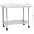thumbnail image 4 of vidaXL Table de Cuisine avec Roulettes 100x60x85 cm Acier Inoxydable, 4 of 5