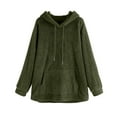 thumbnail image 5 of SMihono Drawstring Hoodie Dress for Women Soft Fuzzy Fleece Sweatshirt Dress Pullovers Cute Long Sleeve Warm Winter Sweater Dress Army Green XXL, 5 of 9