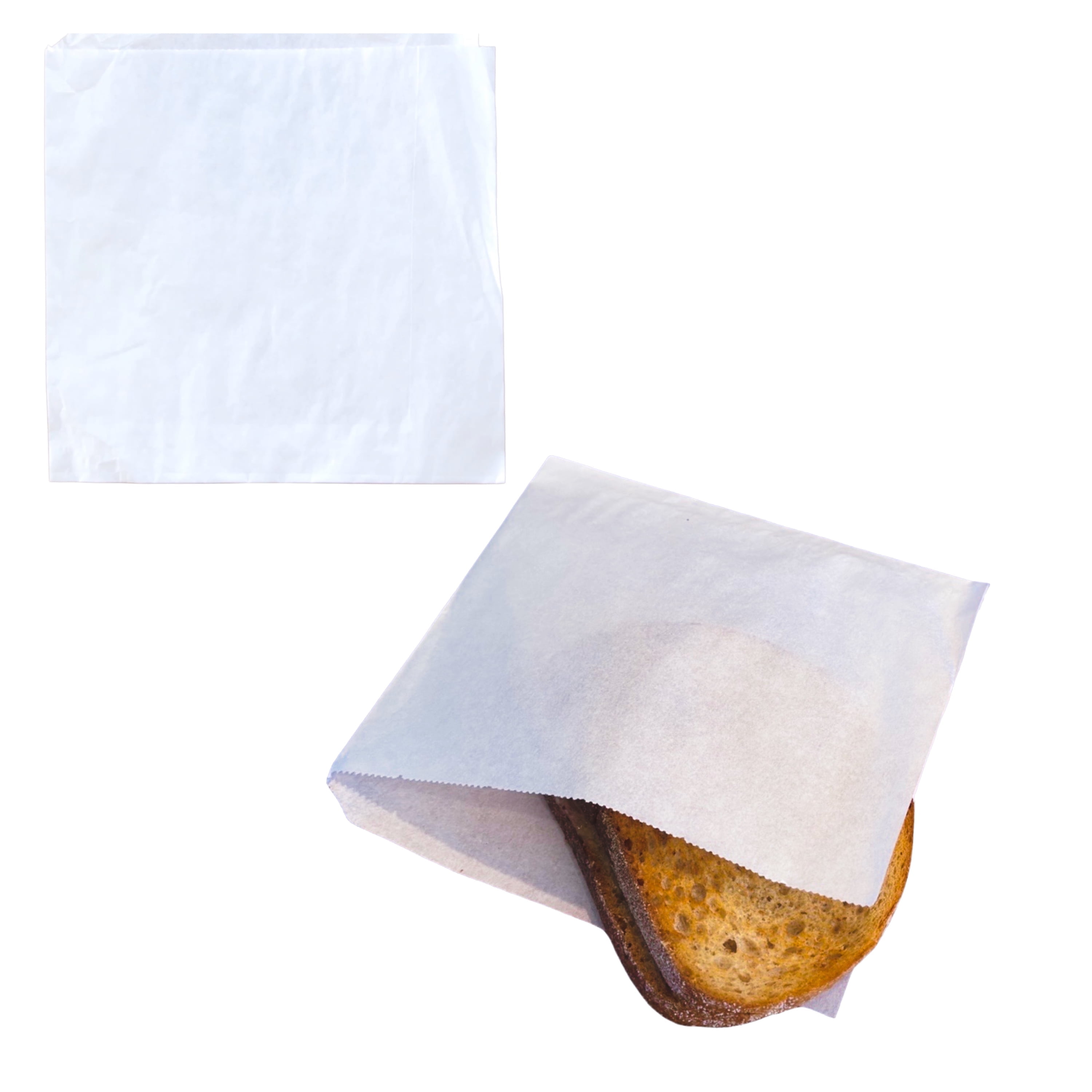 Greaseproof Double-Open Paper Sandwich Bag, White, 6" x 0.75" x 6.75", 1000 Count Box