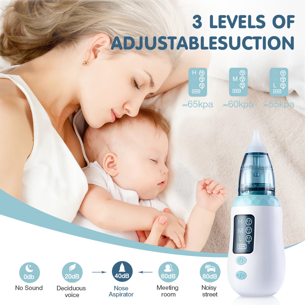 Thehomeuse Baby Nasal Aspirator, Electric Baby Nose Sucker, Baby Nose  Cleaner with 3 Different Levels of Suction, USB Rechargeable Snot Sucker  for
