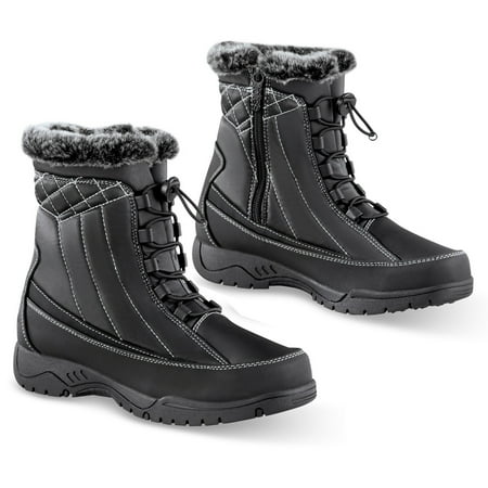 Totes Totes Side Zip Plush Thermal Snow Boots Outdoor Weather Proof Winter Gear Walmart Com Walmart Com