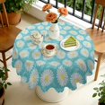 thumbnail image 4 of Round Tablecloth 60 Inch Daisy Table Cover Wrinkle Free Dining Kitchen, 4 of 5