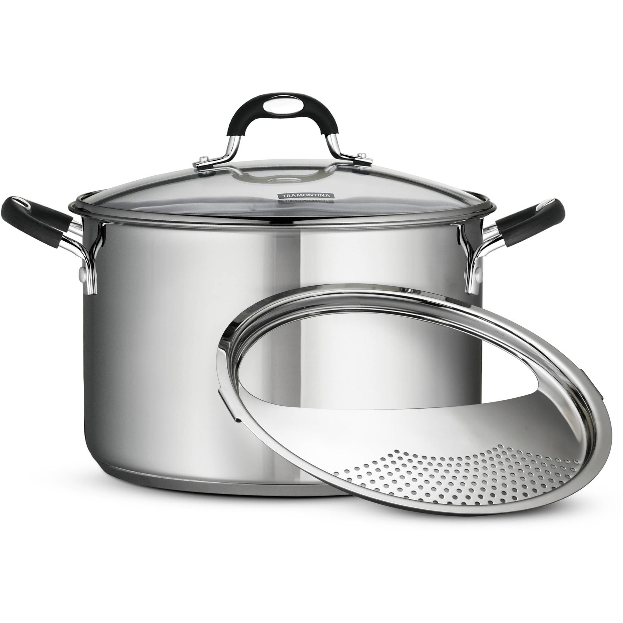 Tramontina Lock-N-Drain Durable Stainless Steel 6Quart Covered Stock Pot,3 Count 