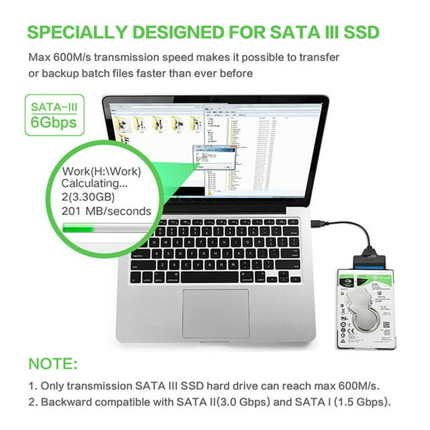 USB 2.0 Vers Sata 22pin 2.5 Câble Adaptateur Lecteur Disque Dur SSD HDD  Externe