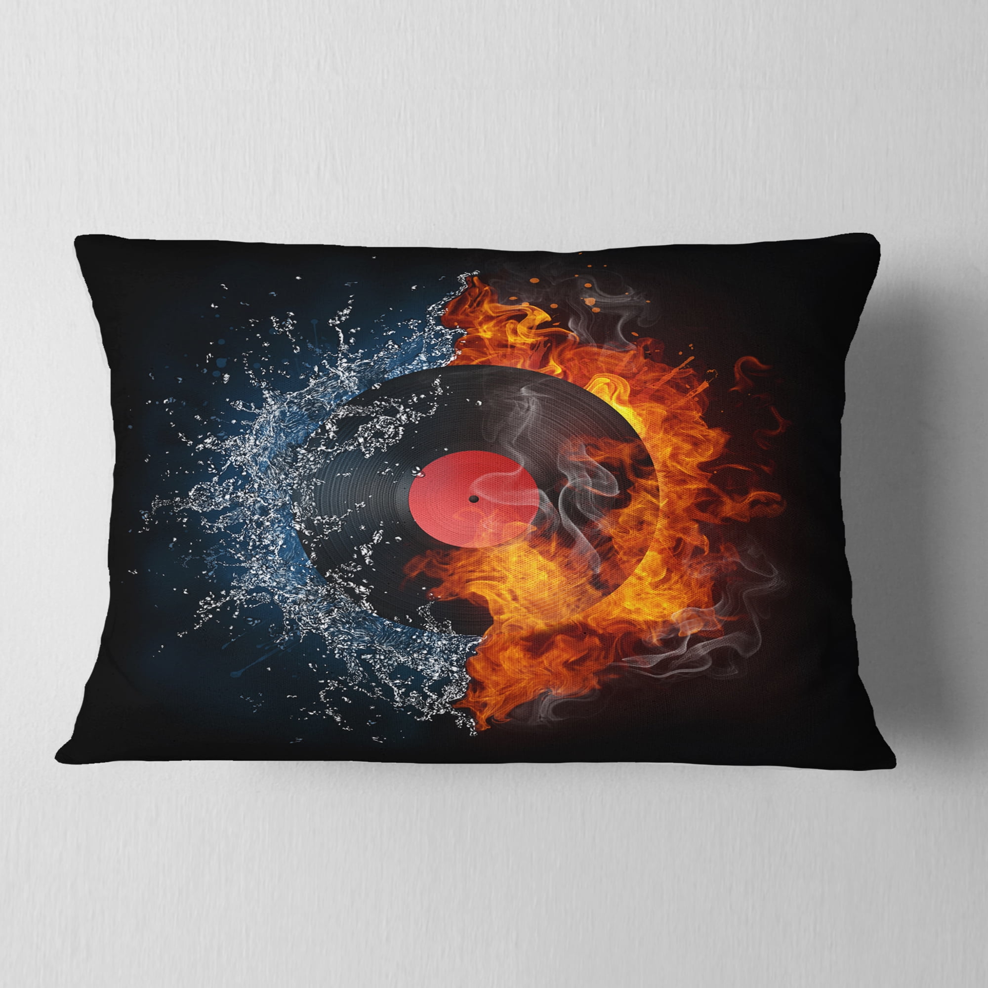 Designart Record Abstract - Abstract Throw Pillow - 12x20