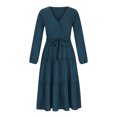 thumbnail image 4 of Moda Casual Vestido con cuello en V Manga larga Mujer Sólido Vestido de mujer Vestidos largos Pompotops hdfakjf8191, 4 of 8