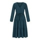 thumbnail image 4 of Moda Casual Vestido con cuello en V Manga larga Mujer Sólido Vestido de mujer Vestidos largos Pompotops hdfakjf8194, 4 of 8