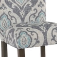 thumbnail image 2 of Wooden Dining Chair with Damask Print Fabric Upholstery, Gray and Blue, Set of Two, 2 of 5