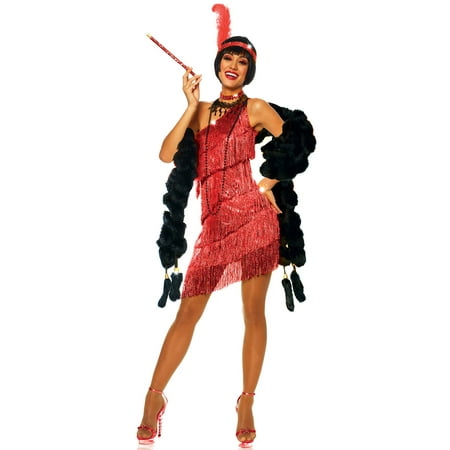 Adult Dazzling Flapper Red Sexy Costume
