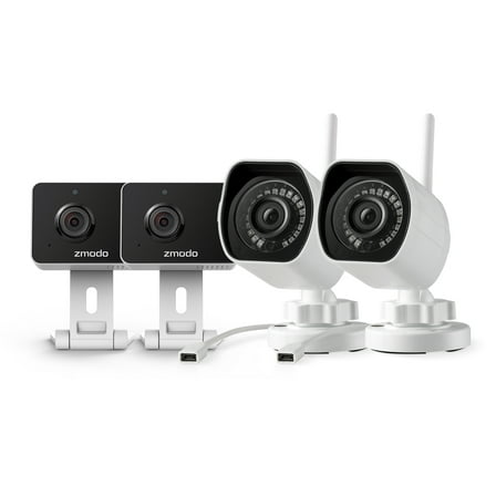 Zmodo WiFi Indoor & Outdoor Camera Bundle 4 Pack, 1080p HD, Motion Detection, 2-Way Talk, Night Vision, Remote View