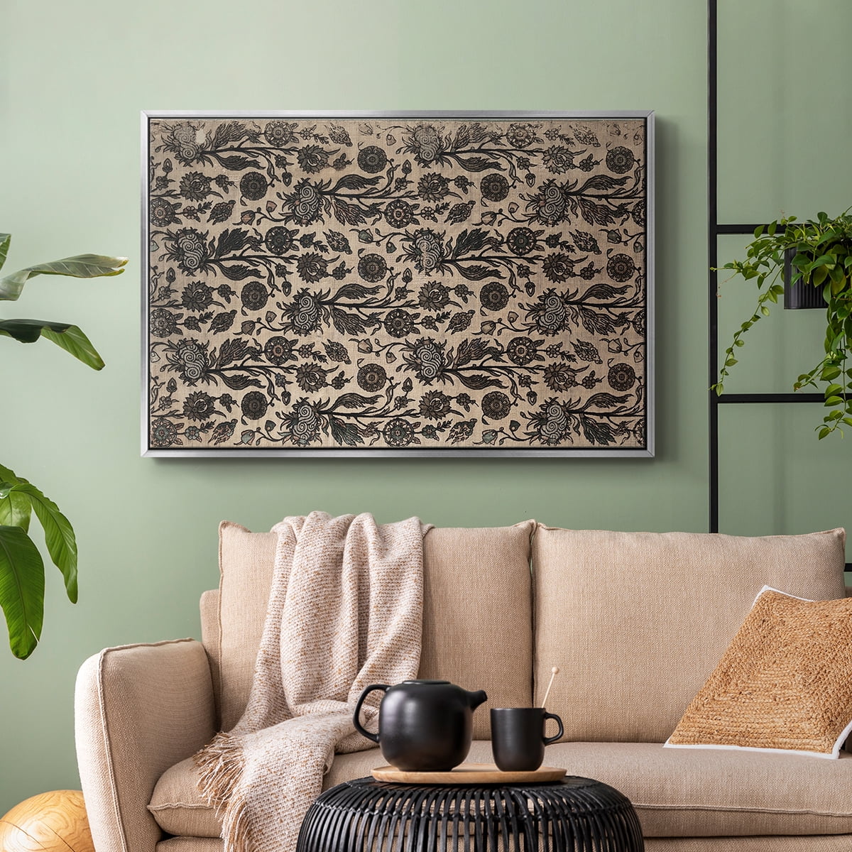 Vintage Abstract Print-XXXII Framed in Silver Wood Gallery Wrapped Canvas 17 in. x 25 in.