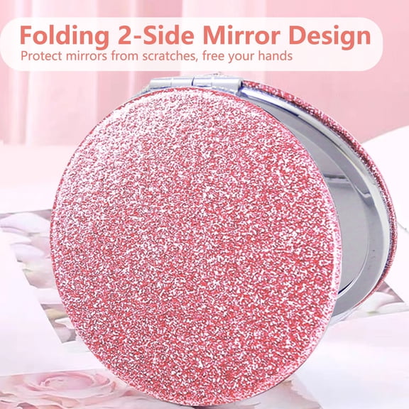 NIZZQNI Compact Mirror, Pocket Mirror, Small Mirror for Purse, Portable Travel Makeup Mirror, Folding Handheld Double-Sided 1x/2x Magnifying Pocket Mirror for Women Girl