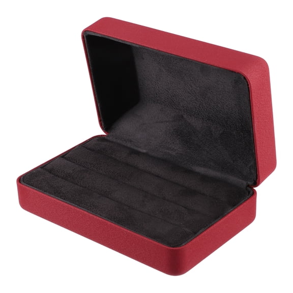 Unique Bargains 1pc PU Leather Multiple Ring Box for Accessories Storage and Display Red