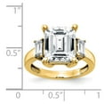 thumbnail image 3 of 14K Yellow Gold Ring Band Moissanite Octagon Emerald White Baguette, Size 5, 3 of 7