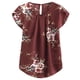 thumbnail image 1 of Sonducket Camiseta de mujer Camiseta plisada estampada Top Cuello Blusa de manga corta Prendas para la parte del cuerpo Rojo XXL Sonducket AP003086-35, 1 of 6