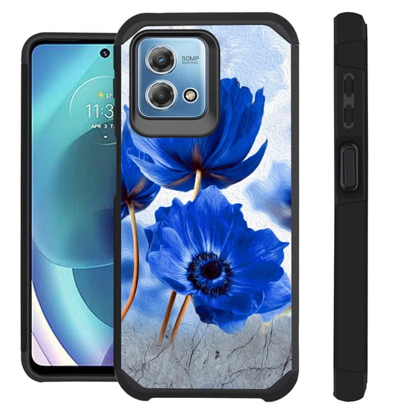 Compatible with Motorola Moto G Stylus 5G (2023); Hybrid Fusion Guard Phone Case Cover (Blue Peony Flower)