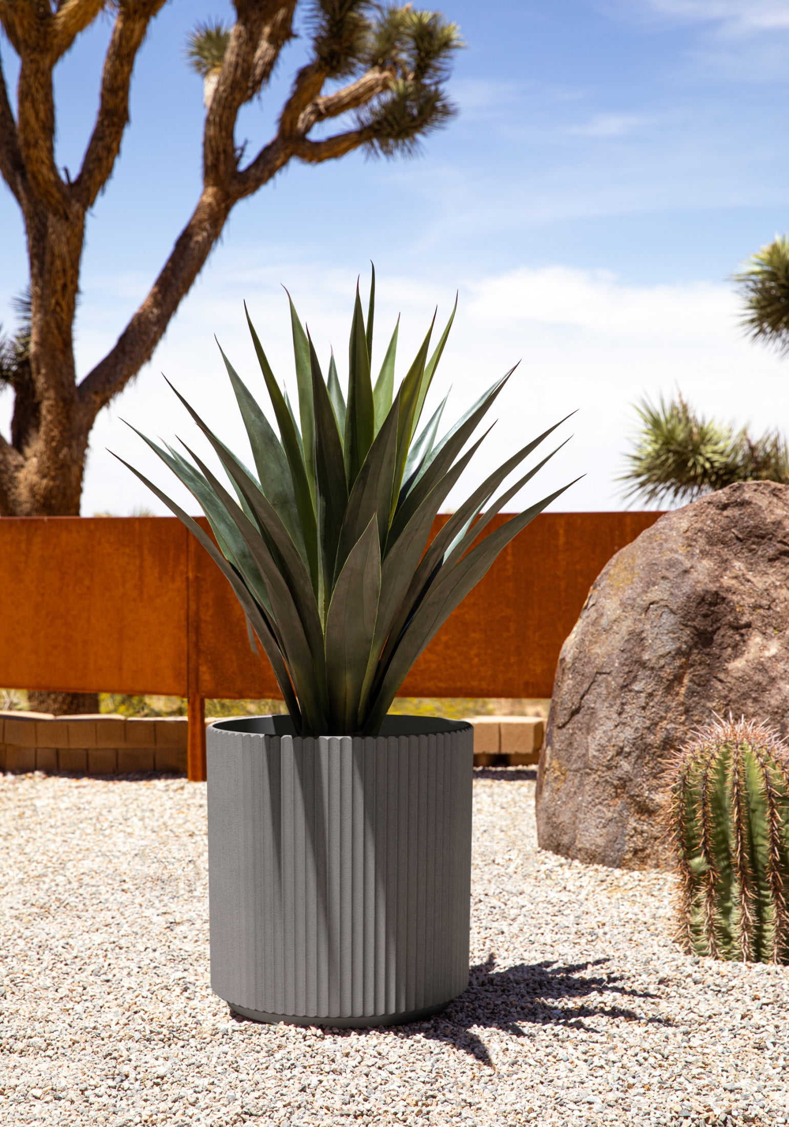 Veradek Demi Series  20" Plastic-Stone Planter - 2-Pack Gray