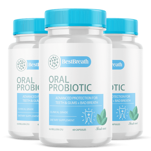 (3 Pack) Best Breath - Advanced Oral Probiotics Formula for Healthy Teeth and Gums, Fresh Breath, Ear, Nose, Throat, and Immune Health Supplement - 180 Capsules