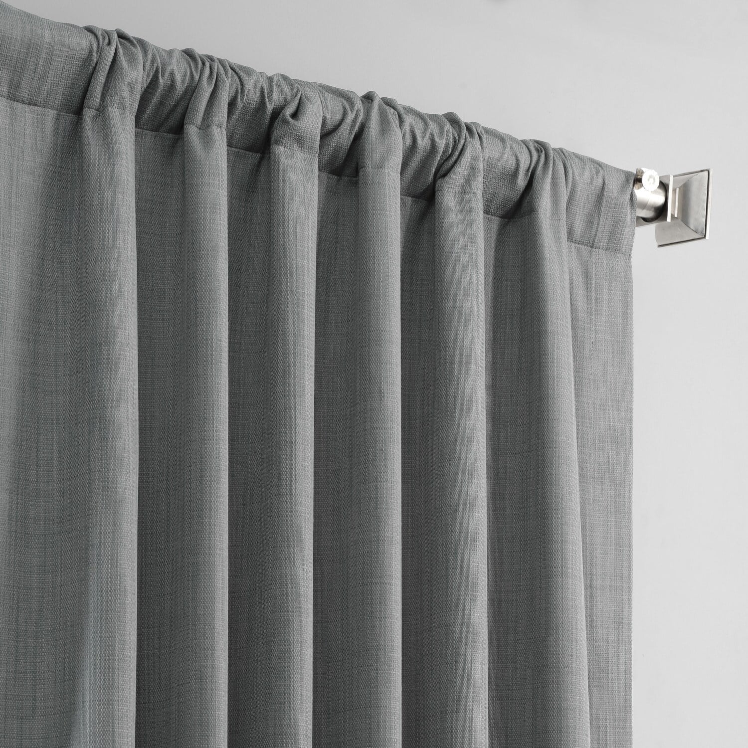 Pebble Grey Italian Textured Faux Linen Hotel Blackout Curtain (1 Panel), Pebble Grey, 50W X 96L