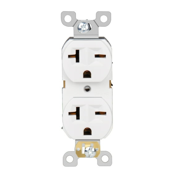 SMAVISION Duplex Electrical Receptacle Outlets, 20Amp 250V Wall Outlet Straight Blade Receptacle, 2 Pole 3 Wire, 20A 250V, NEMA 6-20R/NEMA 6-15R, White