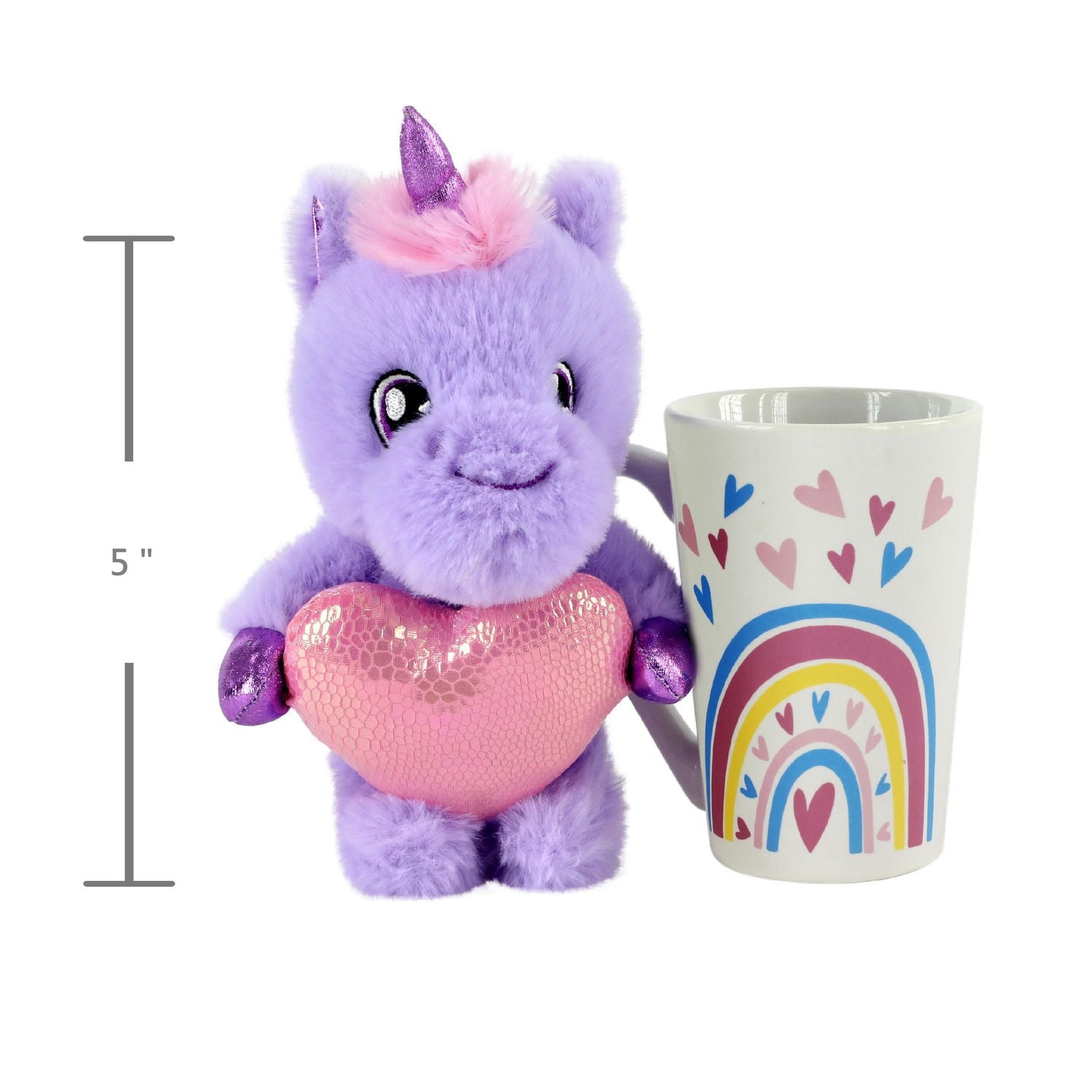 Way To Celebrate Valentine’s Day Plush Toy in Latte Mug, Unicorn