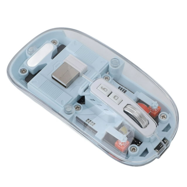 Souris d'Ordinateur Transparente, Souris d'Ordinateur Rechargeable USB C, 2.4G BT1 BT2 Tri Mode USB Rechargeable avec Récepteur USB pour Ordinateur Portable