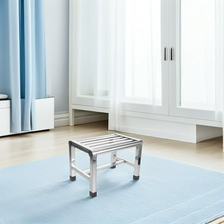 OULII Stainless Steel Shower Stool, Silver, Waterproof, Durable, Bathroom Use