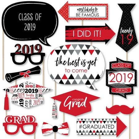 Red Grad - Best is Yet to Come - Red 2019 Graduation Party Photo Booth Props Kit - 20