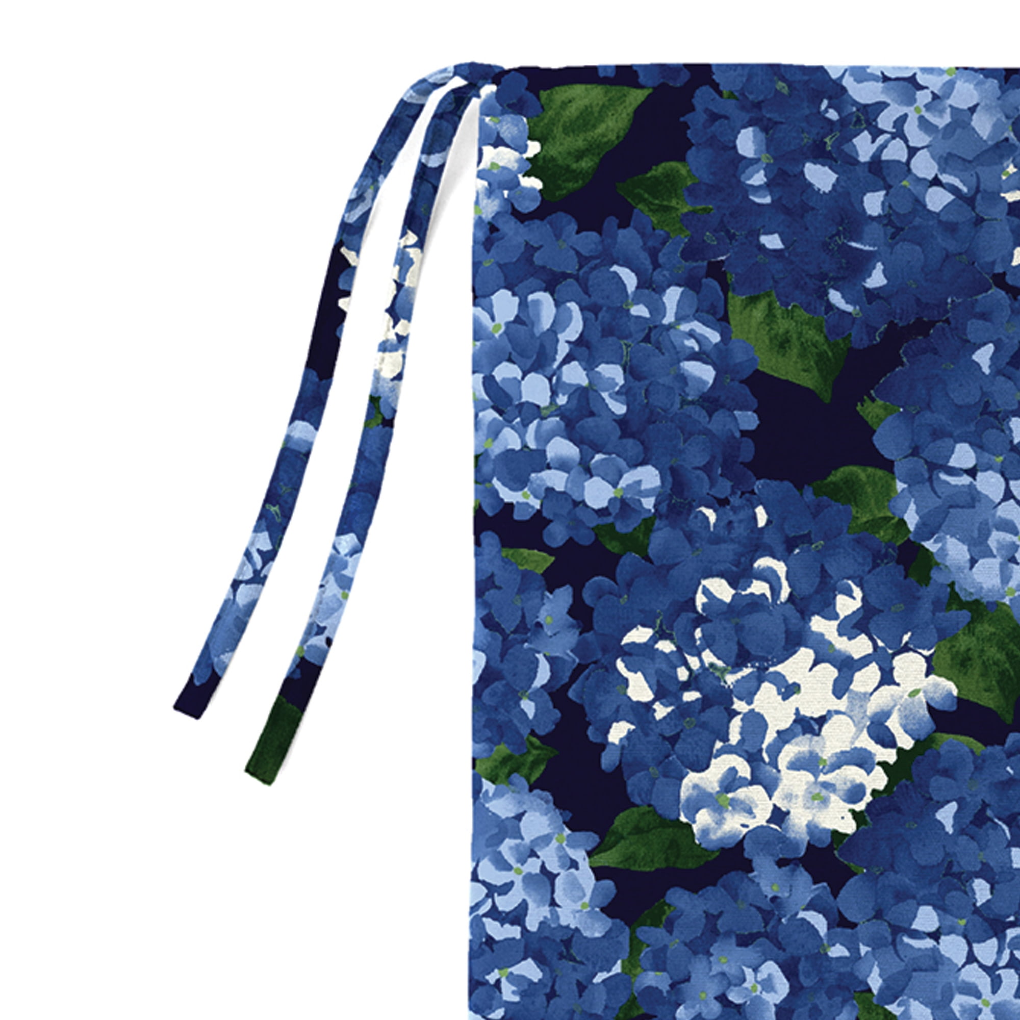 Jordan Manufacturing 39" x 20" Hydrangea Midnight Navy Floral Rectangular Tapered Outdoor Rocking Chair Cushion Set with Ties