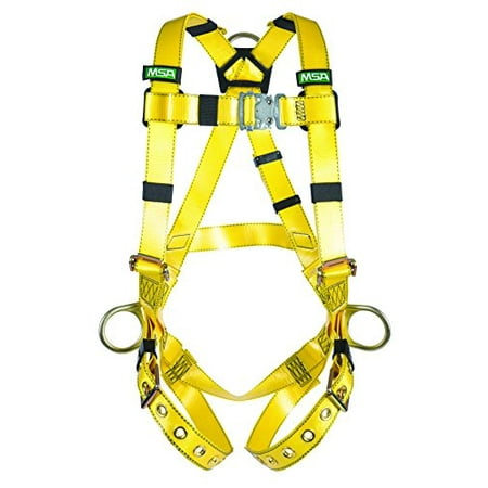 Midi Coated Buckle - MSA 10155876 Gravity Coated Web Harness, Vest-Type, Back and Hip D-Rings, Tongue Buckle Leg Straps, X-Large