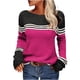 thumbnail image 1 of Suéter de cuello redondo para mujer, suéter de rayas de colores a juego, suéter para mujer, 1 of 5