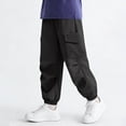 thumbnail image 1 of Pantalones largos para niños, de color liso, para exteriores, versátiles, sanitarios, pantalones acampanados, pantalones casuales, pantalones de poliéster a la moda para niños., 1 of 6